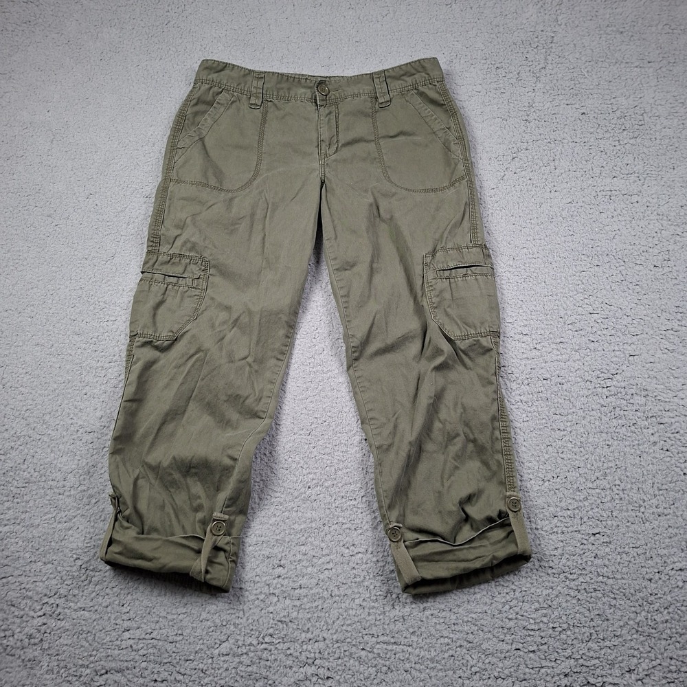 Calvin Klein Crop Cargo Pants 8 Army Green Utility Y2K Grunge Vtg Streetwear